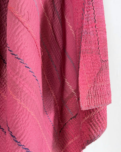 Embroidered Vintage Kantha Quilt in Pink - Biggs & Hill