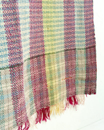 Heavy Kantha Blanket Quilt With Pink Stripes - Biggs & Hill