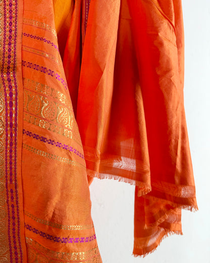 Preloved Silk Sari Length in Orange 12