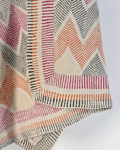 Heavy Vintage Lohori Kantha Quilt in Pink and Yellow Zig Zags - Biggs & Hill
