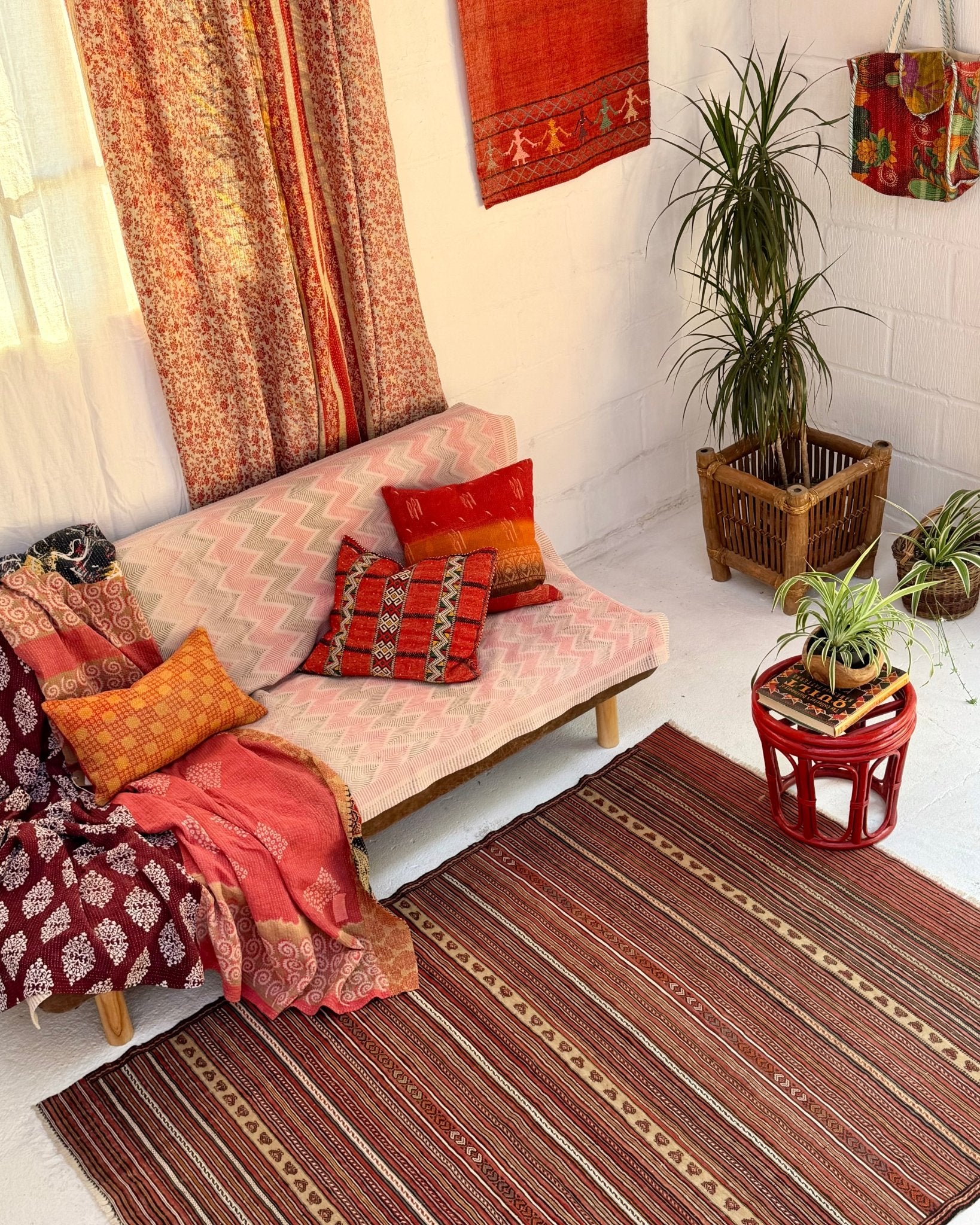 Red and Yellow Vintage Afghan Kilim Rug - Biggs & Hill