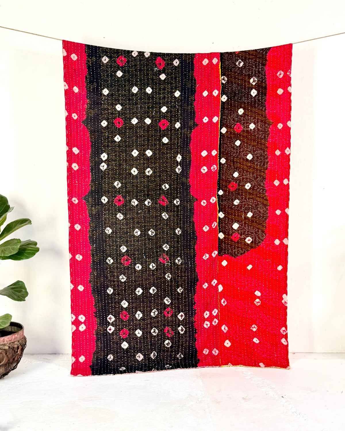 Vintage Cotton Kantha Quilt In Orange and Red 03 - Biggs & Hill