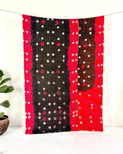 Vintage Cotton Kantha Quilt In Orange and Red 03 - Biggs & Hill