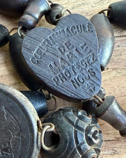 Vintage French Lourdes Ebony Rosary (Chapelet) – Wooden Pilgrimage Beads