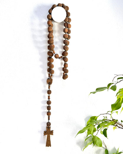 Vintage French Lourdes Rosary (Chapelet) – Wooden Pilgrimage Beads