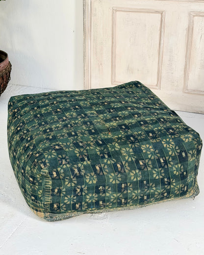 Extra Large Square Pouf Cushion Cover in Dark Green