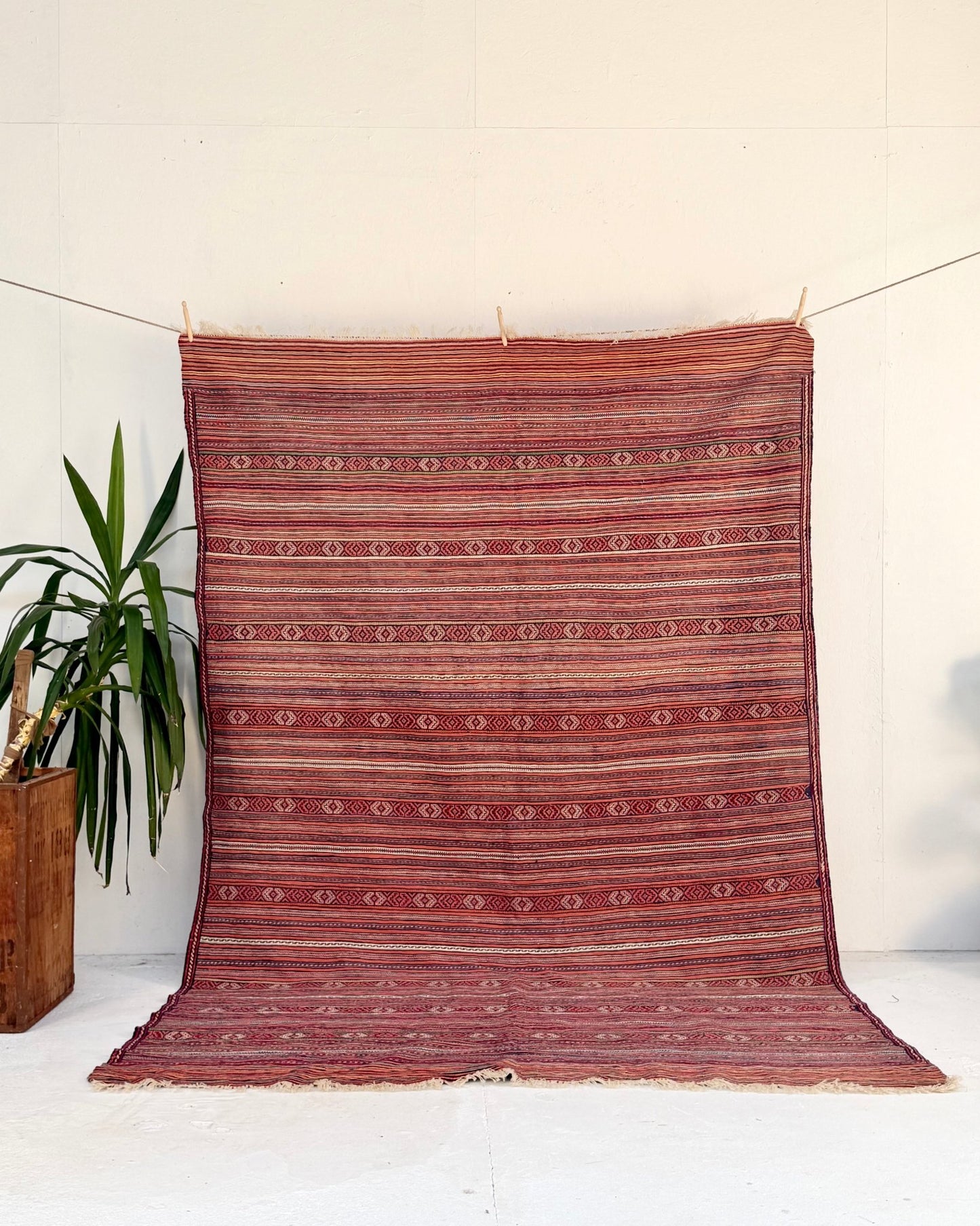 Red and Yellow Vintage Afghan Kilim Rug - Biggs & Hill