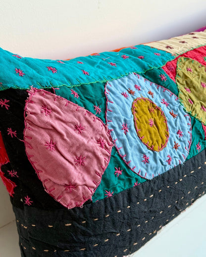 Patchwork Hand Stitched Reversible Bolster Cushion 04 - Large 100cm - Biggs & Hill