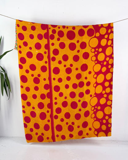 Vintage Cotton Kantha Quilt In Pink and Orange #54
