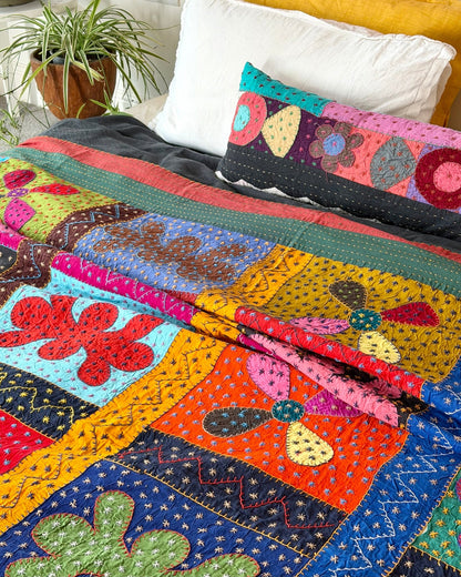 Patchwork Hand Stitched Jogi Bedspread 11 - King Size - Biggs & Hill