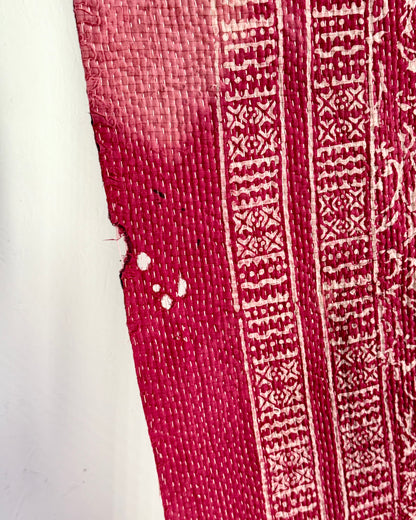 Project Kantha Quilt: Red with Resist Block Print