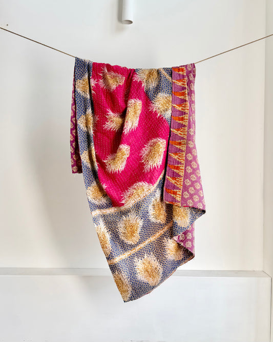 Vintage Sari Kantha Quilt #16