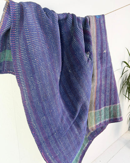 Project Kantha Quilt: Heavyweight Purple and Green with Rugged Stitching - Biggs & Hill