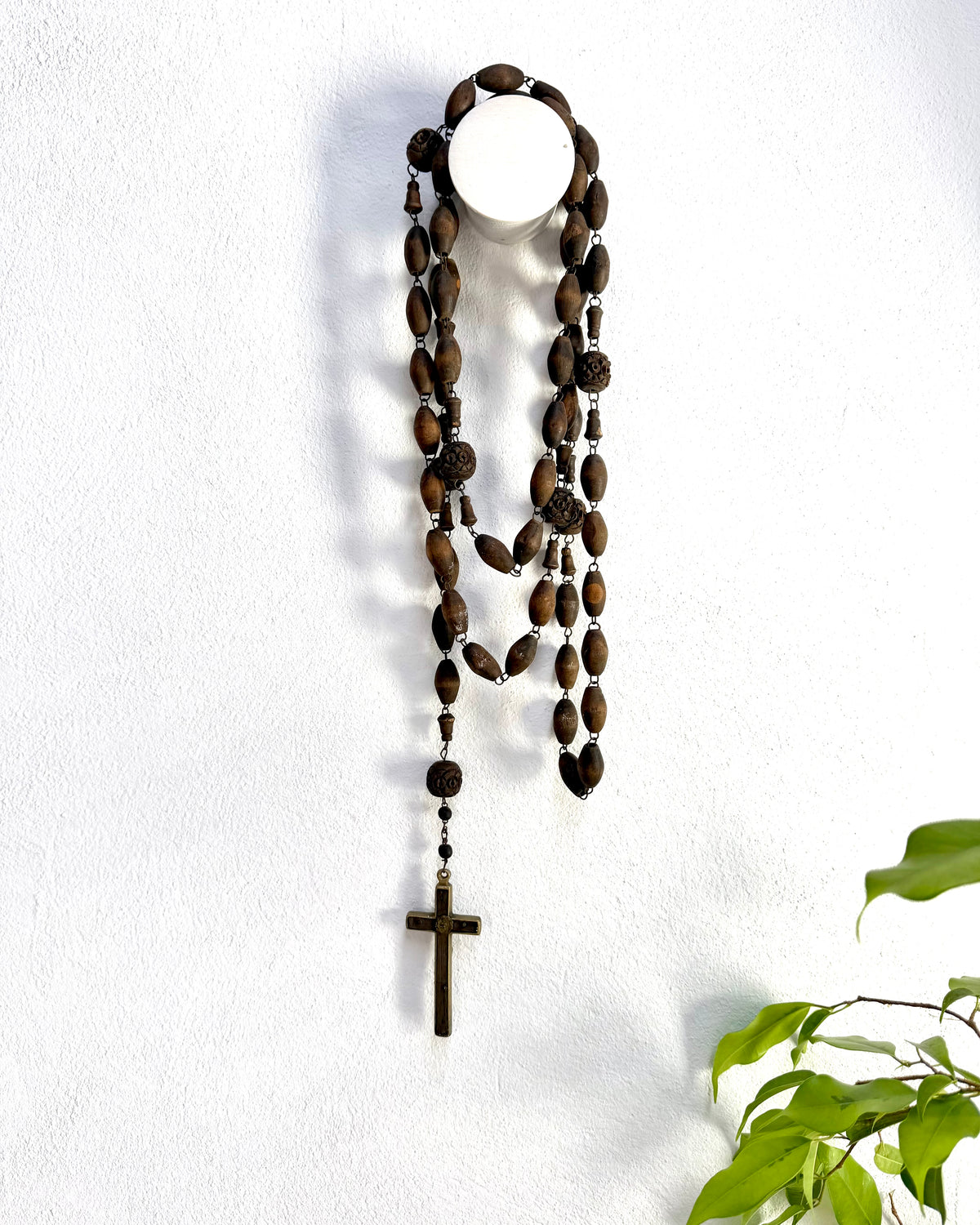 Vintage French Lourdes Rosary (Chapelet) – Wooden Pilgrimage Beads
