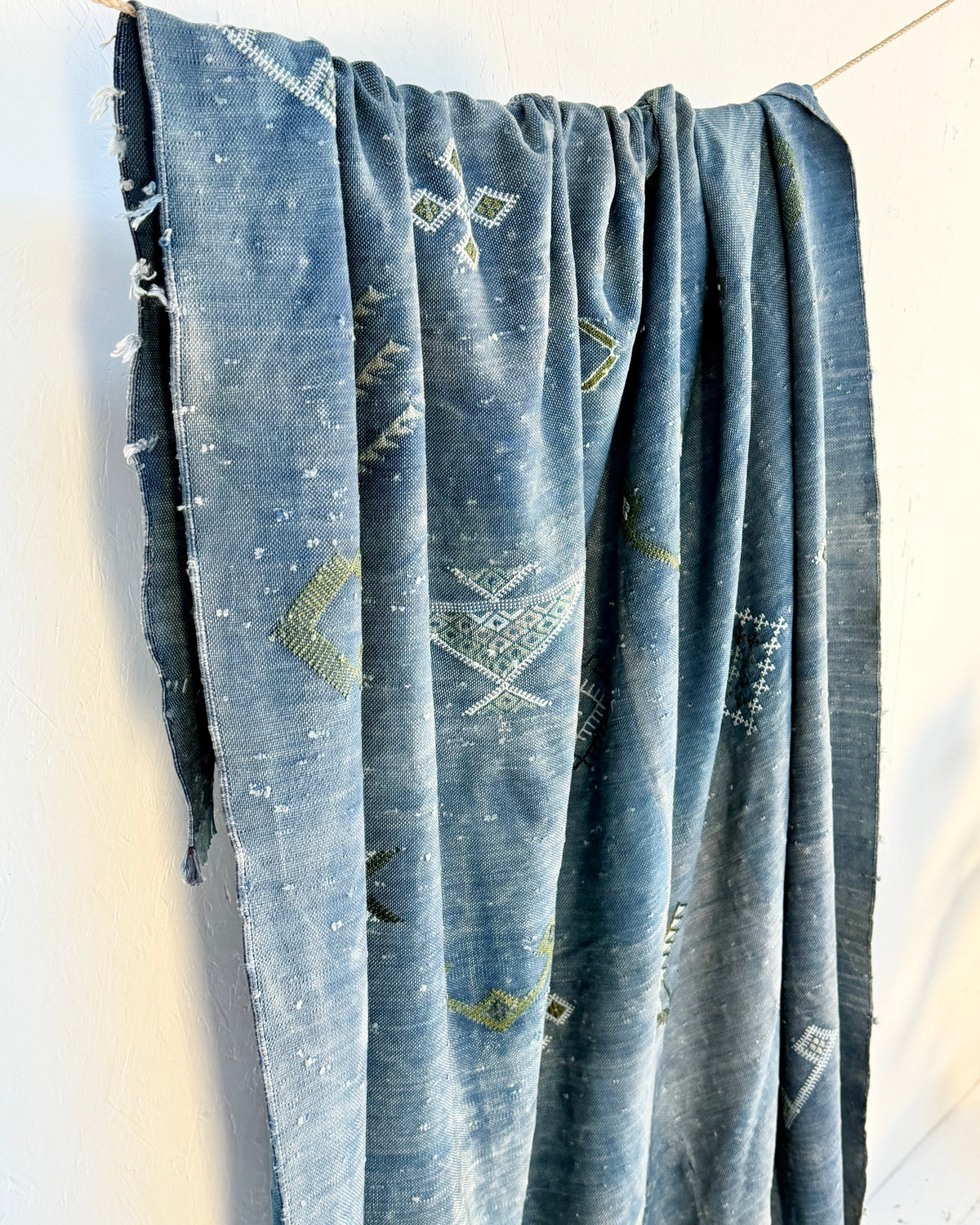 Enormous Hand Woven Moroccan Bedcover Made  Indigo “Sabra Silk”