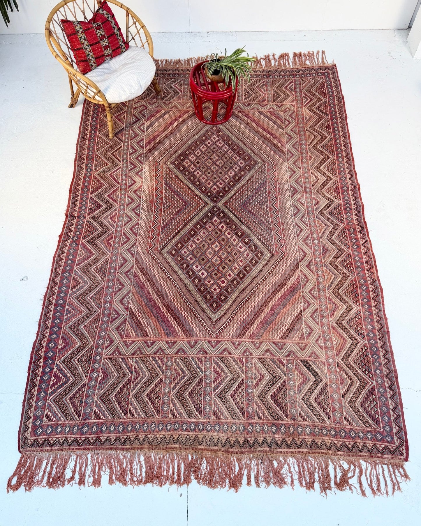 Vintage Afghan Handwoven Wool Tribal Soumac Area Rug - Biggs & Hill