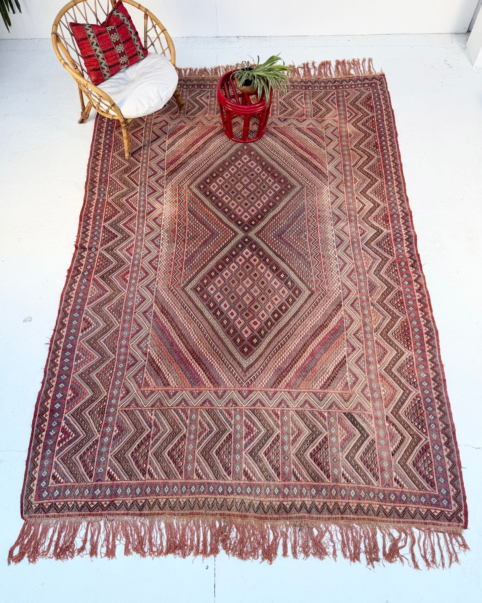 Vintage Afghan Handwoven Wool Tribal Soumac Area Rug - Biggs & Hill
