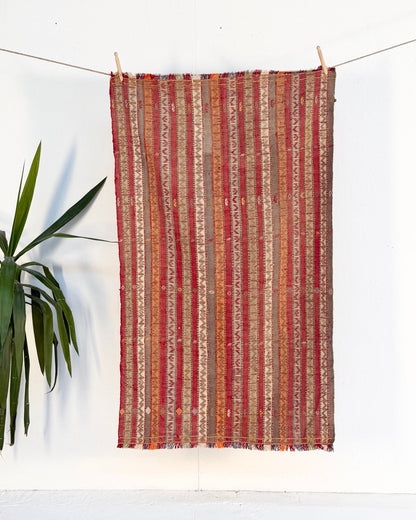 Fine Woven Vintage Anatolian Kilim In Reds and Terracottas - Biggs & Hill