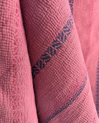 Fine Stitched Embroidered Vintage Kantha Quilt in Deep Plum - Biggs & Hill