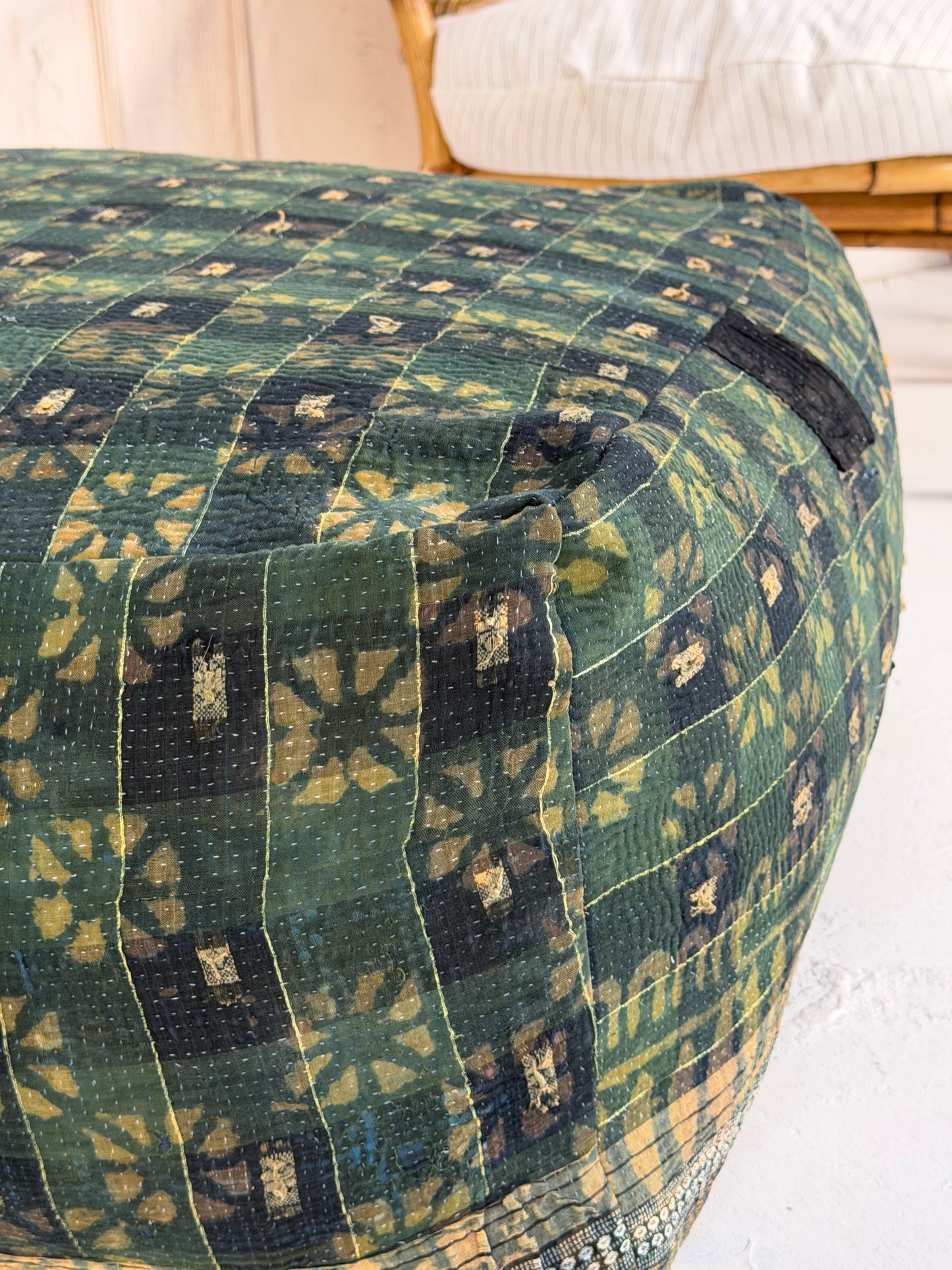 Extra Large Square Pouf Cushion Cover in Dark Green