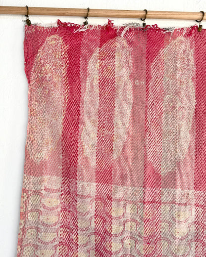 Heavy Kantha Blanket Quilt With Pink Stripes - Biggs & Hill