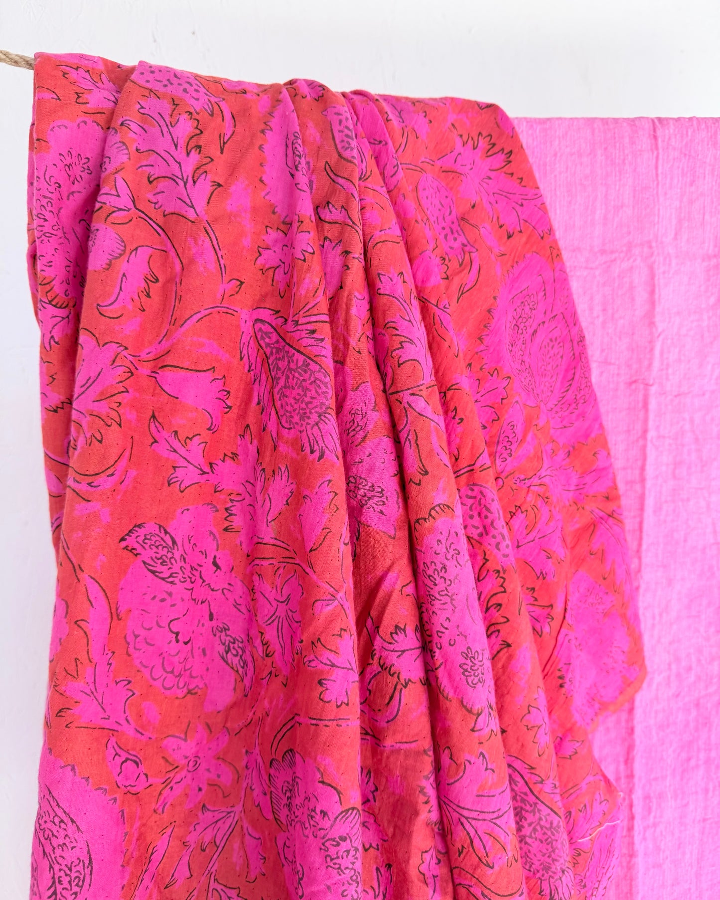 Project Fabric: Hot Pink Block Print Kantha