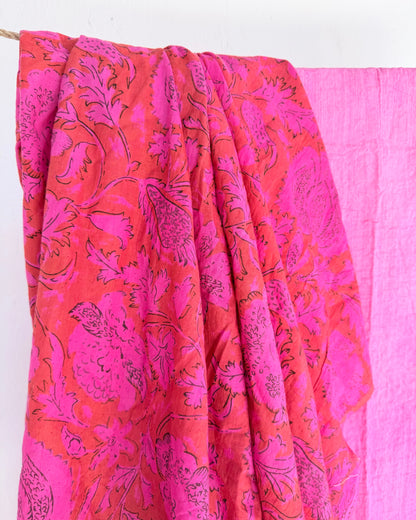 Project Fabric: Hot Pink Block Print Kantha