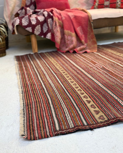 Red and Yellow Vintage Afghan Kilim Rug - Biggs & Hill