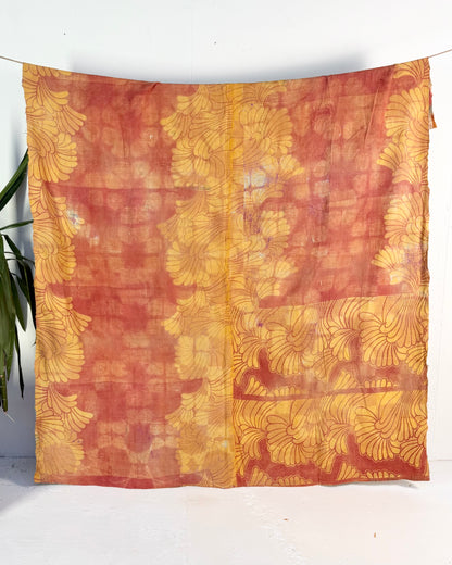 Large Fine Stitched Vintage Kantha Quilt in Peachy Pink Geometrics