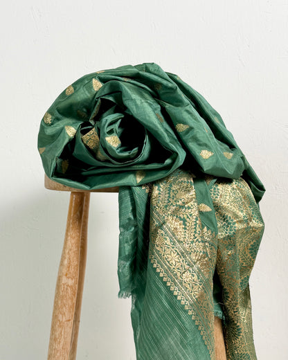 Preloved Silk Sari Length Sea Green 09