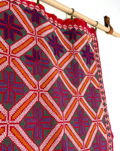 Heavy Vintage Galicha Kantha Quilt In Blue and Red - Biggs & Hill