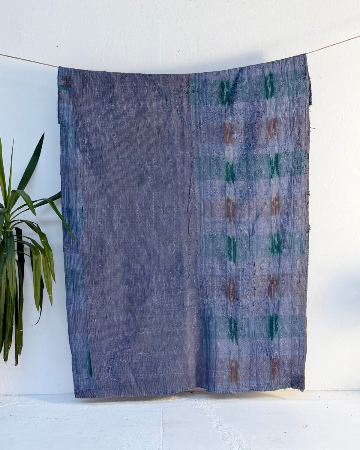 Textured Indigo Print Kantha Quilt