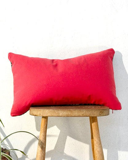 Vintage Galichi Kantha Cushion Cover In Pink - Small Rectangular