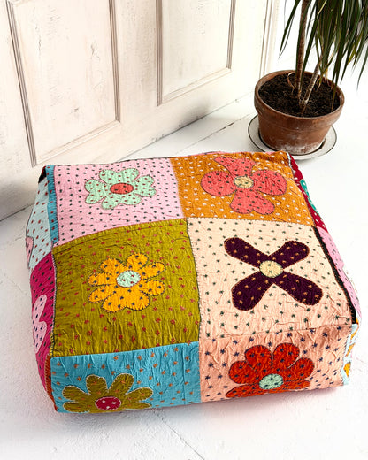 Large Square Patchwork Cotton Floor Cushion Cover