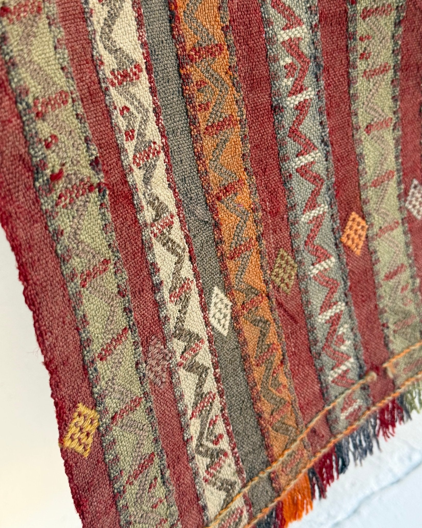 Fine Woven Vintage Anatolian Kilim In Reds and Terracottas - Biggs & Hill