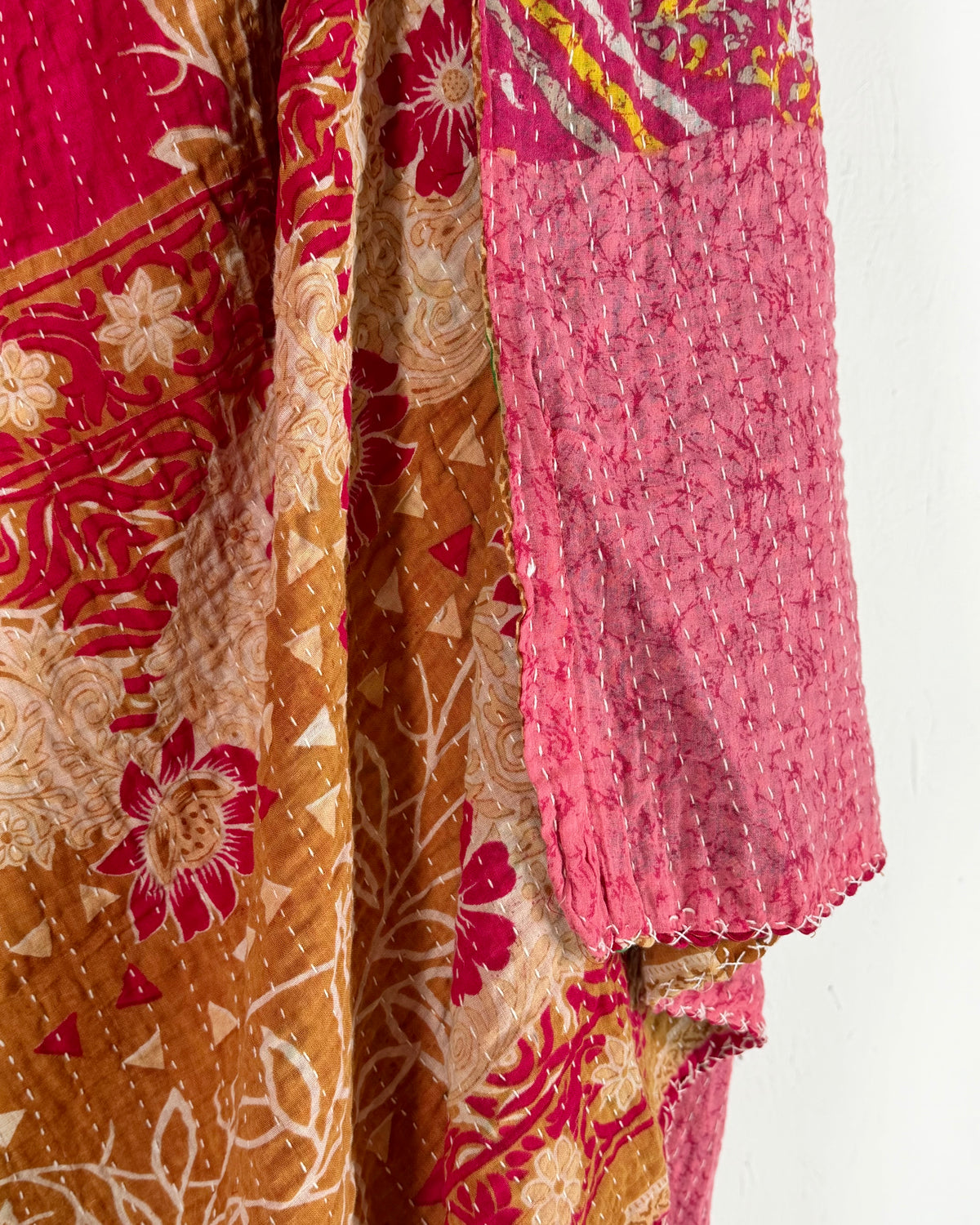 Vintage Cotton Kantha Quilt In Pinks 17