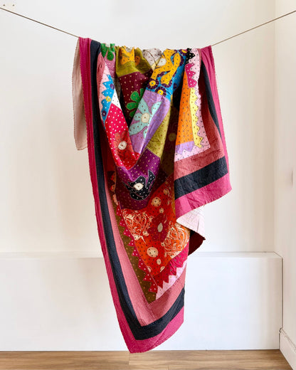 Patchwork Hand Stitched Jogi Bedspread 05 - Double/ King Size - Biggs & Hill