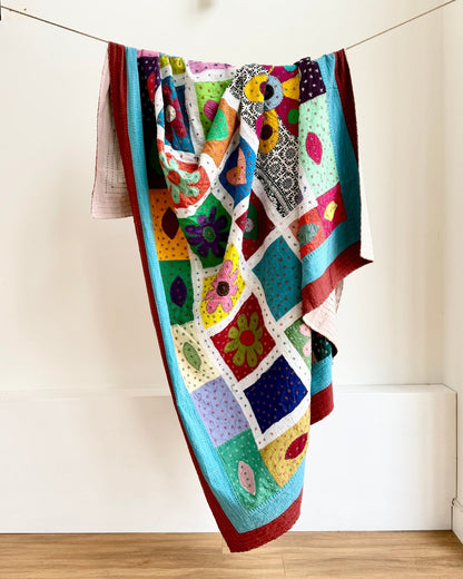 Patchwork Hand Stitched Jogi Bedspread 06 - King Size - Biggs & Hill