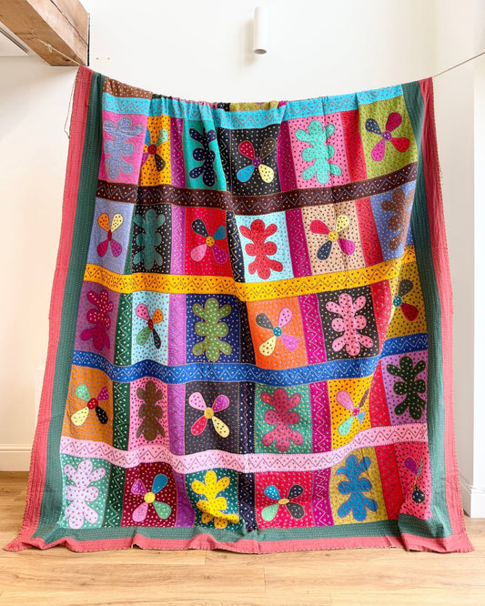 Patchwork Hand Stitched Jogi Bedspread 11 - King Size - Biggs & Hill