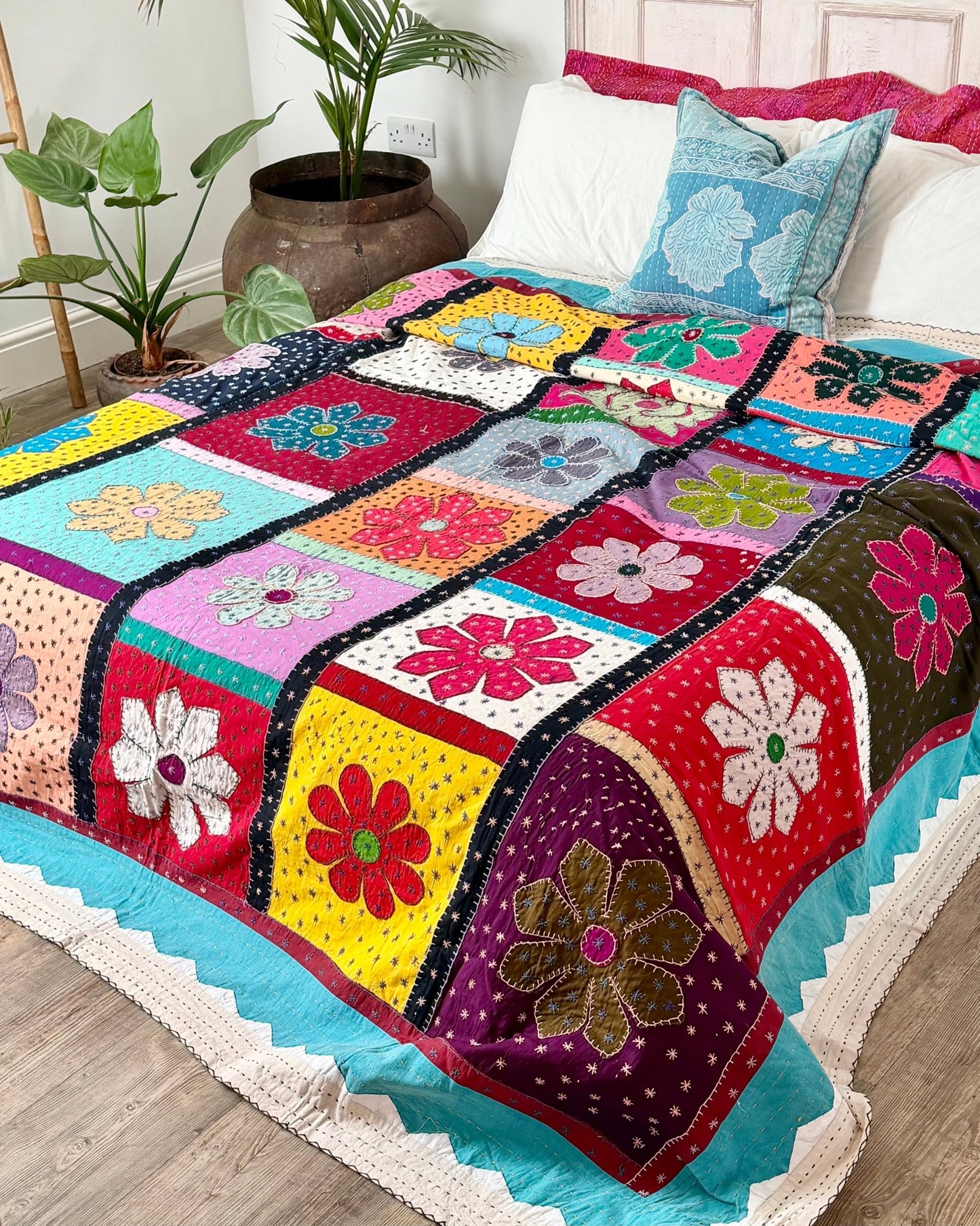 Patchwork Hand Stitched Jogi Bedspread 10 - King Size - Biggs & Hill