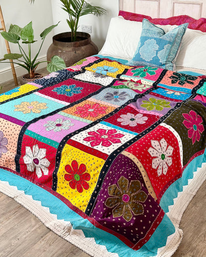 Patchwork Hand Stitched Jogi Bedspread 10 - King Size - Biggs & Hill