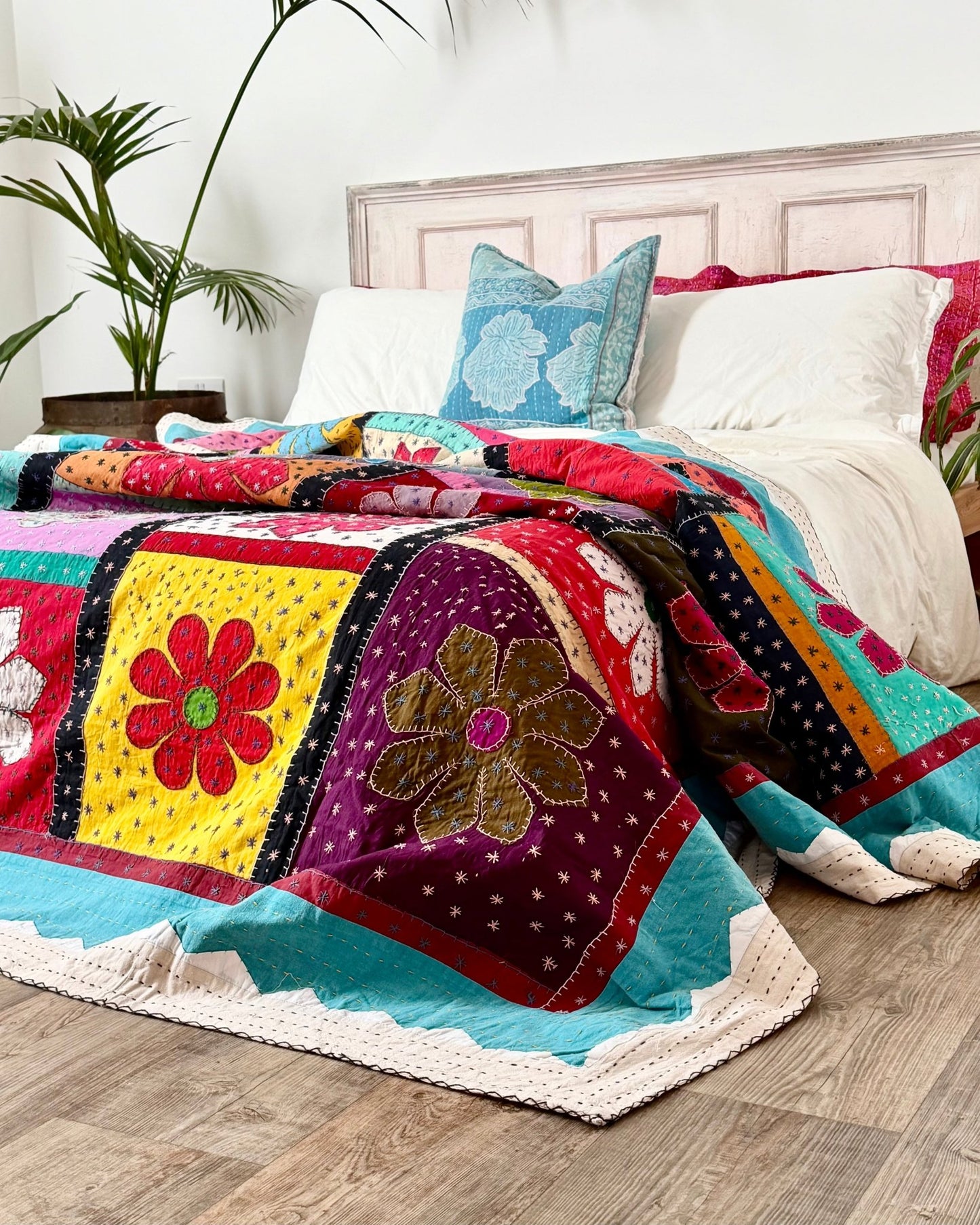 Patchwork Hand Stitched Jogi Bedspread 10 - King Size - Biggs & Hill