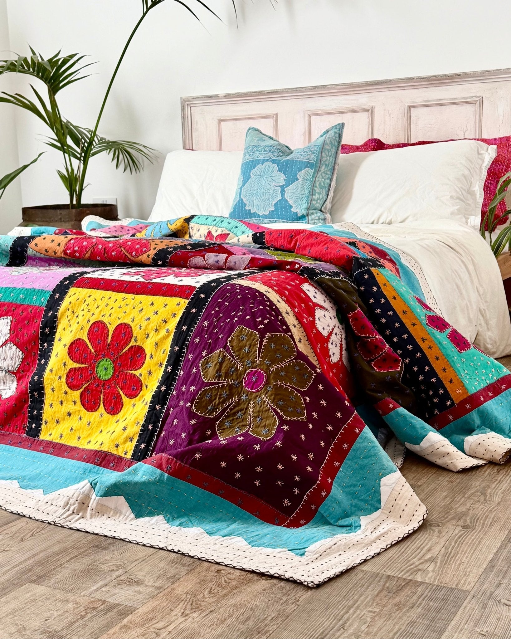 Patchwork Hand Stitched Jogi Bedspread 10 - King Size - Biggs & Hill