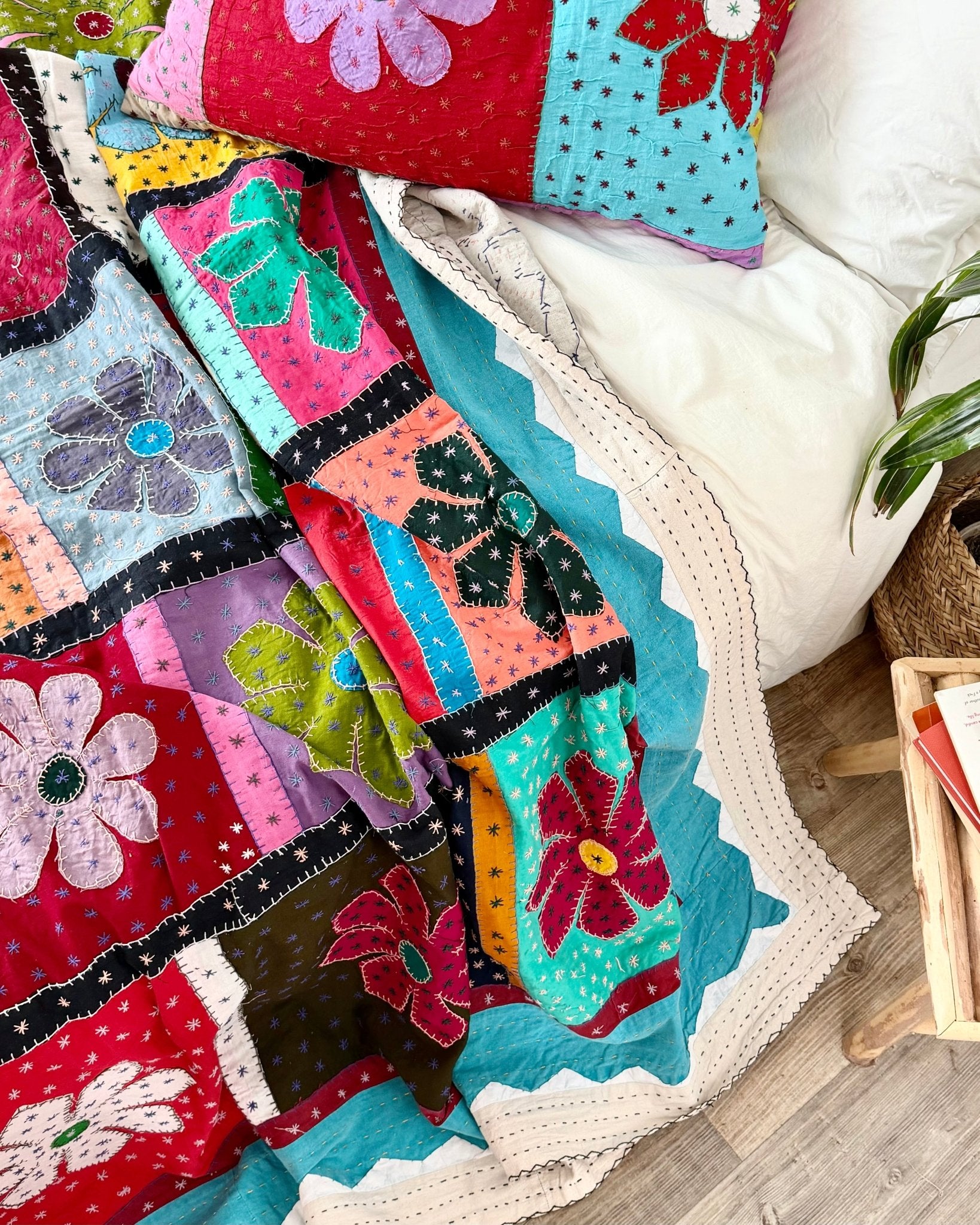Patchwork Hand Stitched Jogi Bedspread 10 - King Size - Biggs & Hill