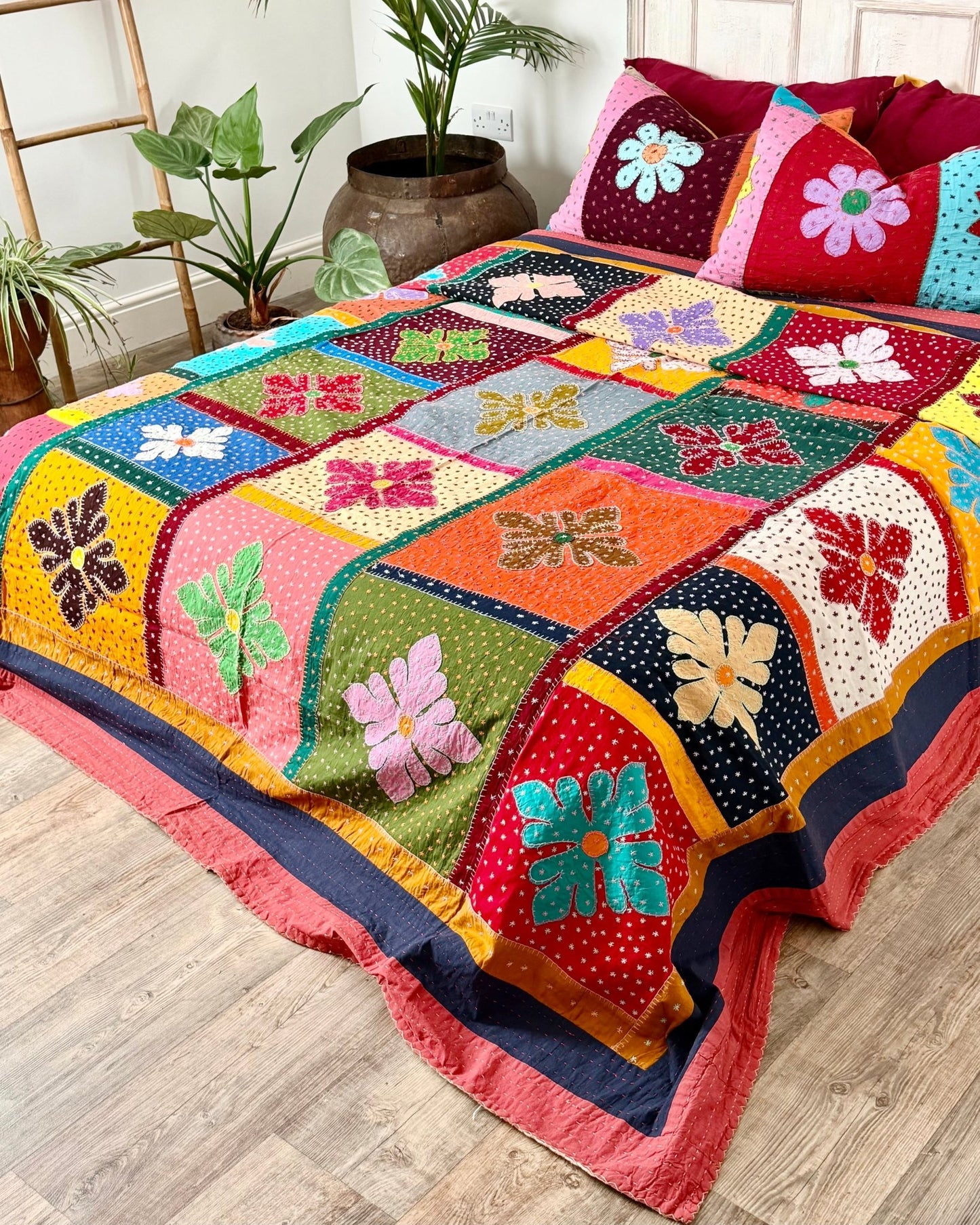 Patchwork Hand Stitched Jogi Bedspread 07 - King Size - Biggs & Hill