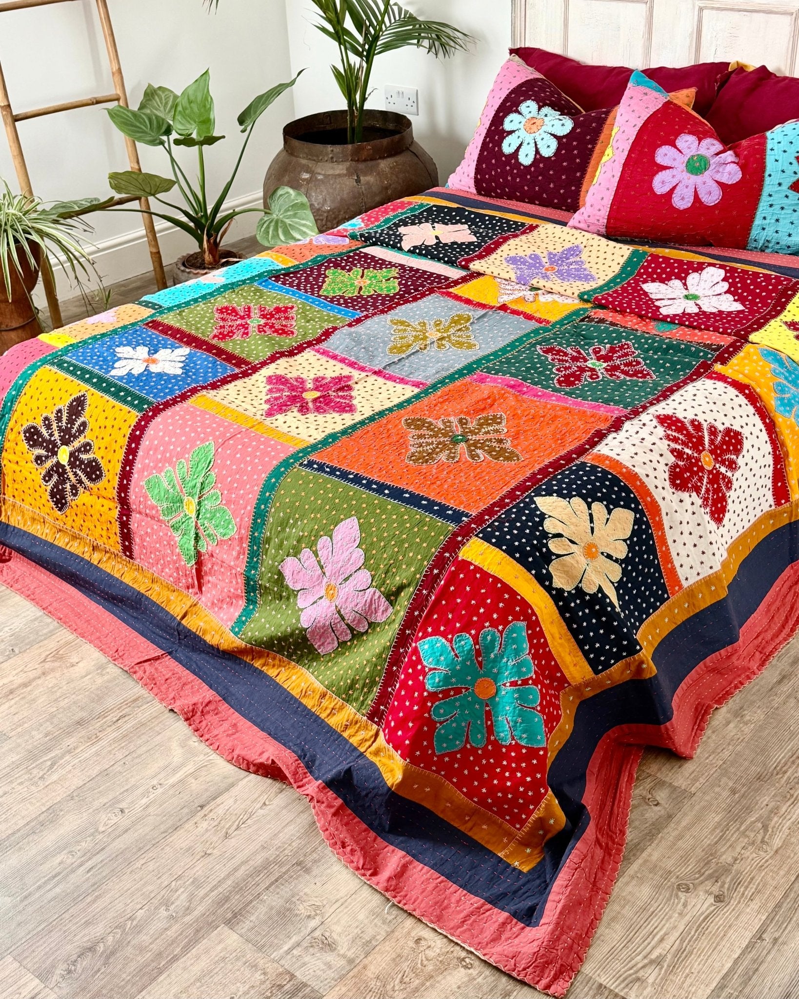 Patchwork Hand Stitched Jogi Bedspread 07 - King Size - Biggs & Hill