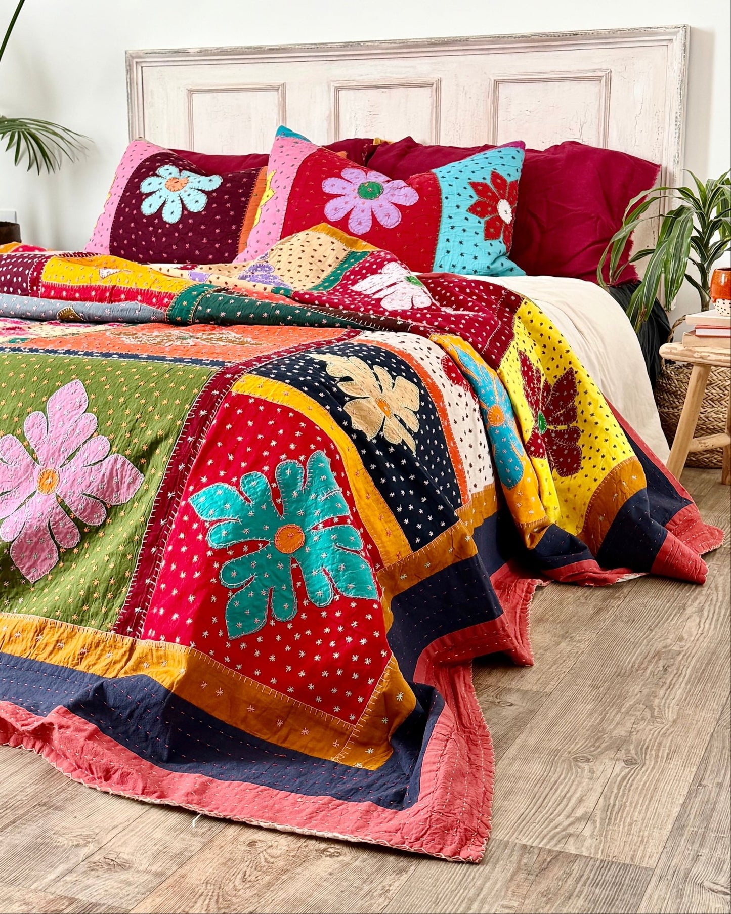 Patchwork Hand Stitched Jogi Bedspread 07 - King Size - Biggs & Hill