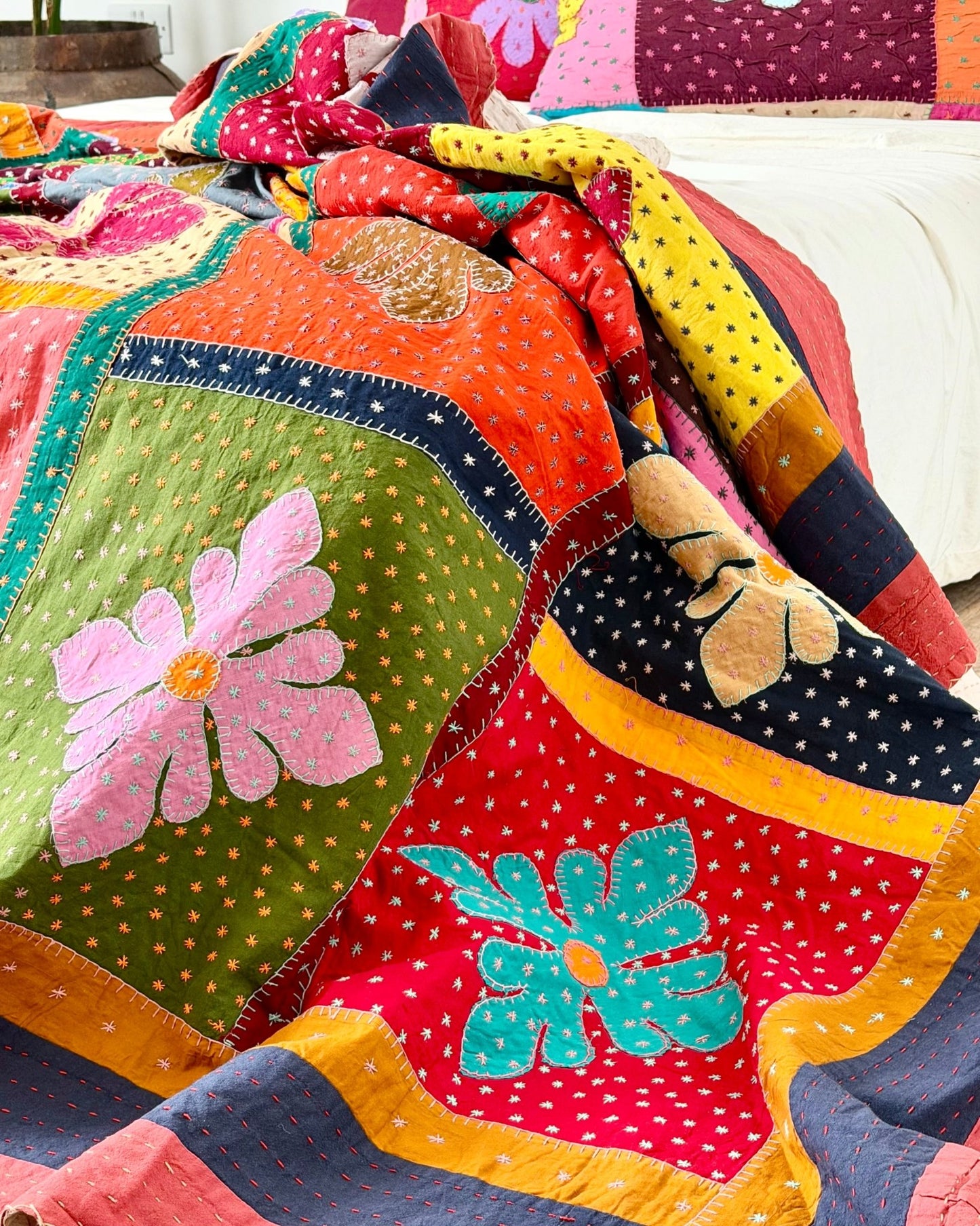Patchwork Hand Stitched Jogi Bedspread 07 - King Size - Biggs & Hill