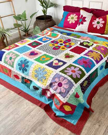 Patchwork Hand Stitched Jogi Bedspread 06 - King Size - Biggs & Hill