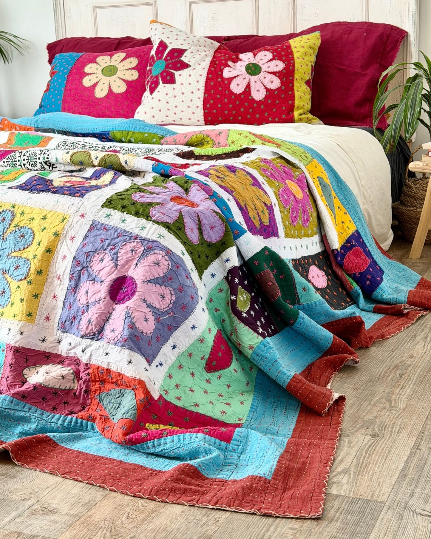 Patchwork Hand Stitched Jogi Bedspread 06 - King Size - Biggs & Hill
